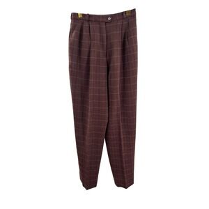 Talbots Size 10 Plaid Pleated Tapered Leg Wool Blend Dress Pants Career